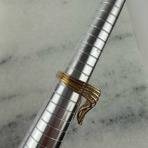 Solid 14K Yellow Gold and Diamond Abstract Ring - Picture 4 of 9